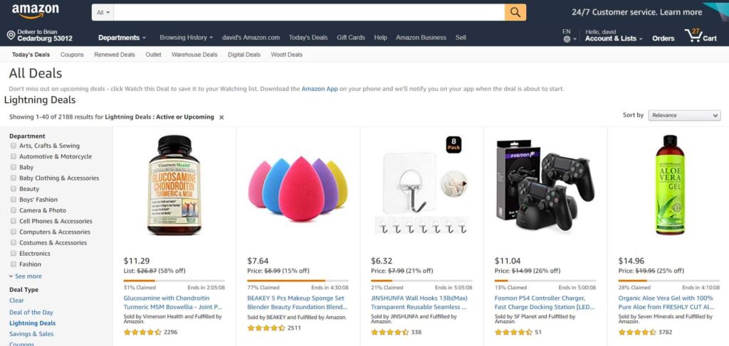 Amazon lightning deal - typically deployed by Amazon during their Prime Day or Black Friday sales